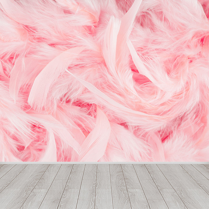 Full Size Illustration Modern Mural Wallpaper with Bird Feathers in Pastel Color Peach Clearhalo 'Wall Decor' 'Wall Mural' 1638118