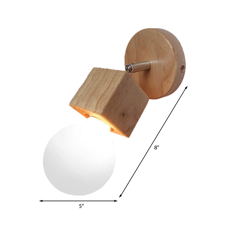 Black/White 1 Head Wall Light Sconce Industrial Style Wood Squared Wall Mount Light with Circular Backplate Clearhalo 'Industrial wall lights' 'Industrial' 'Middle century wall lights' 'Rustic wall lights' 'Tiffany' 'Wall Lamps & Sconces' 'Wall Lights' Lighting' 163812