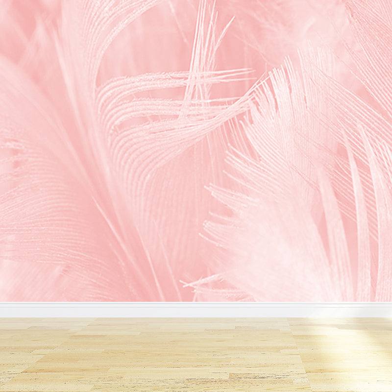 Full Size Illustration Modern Mural Wallpaper with Bird Feathers in Pastel Color Clearhalo 'Wall Decor' 'Wall Mural' 1638124