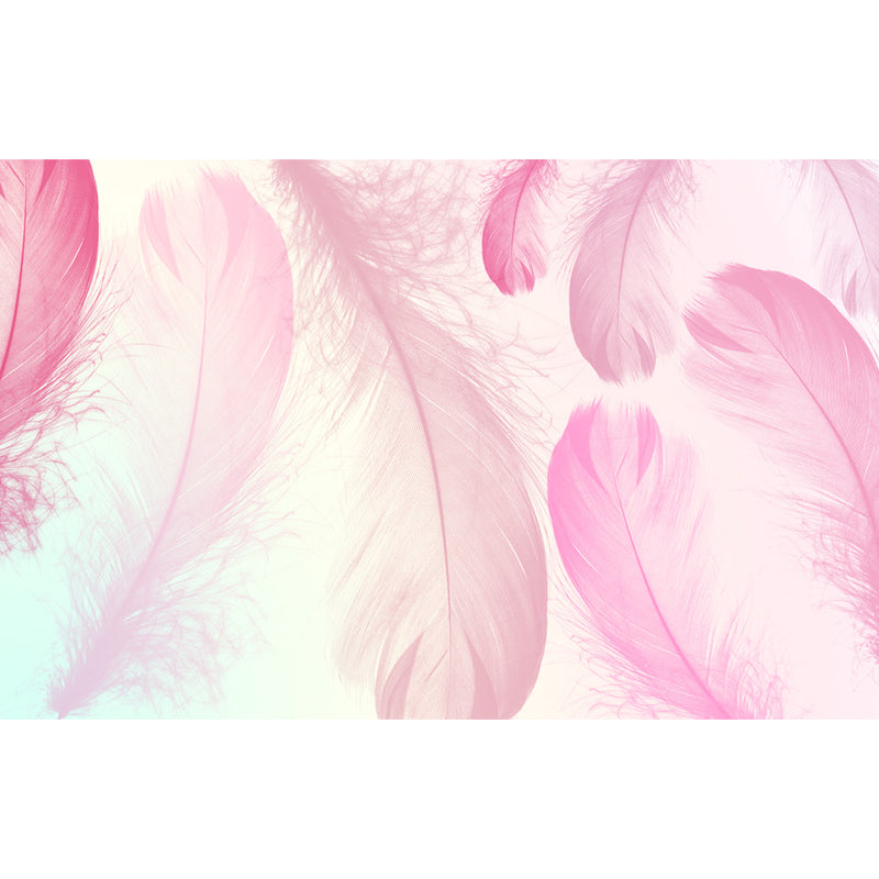 Illustration Feathers Mural Decal for Girls Bedroom, Light Color, Custom Printed Clearhalo 'Wall Decor' 'Wall Mural' 1638131