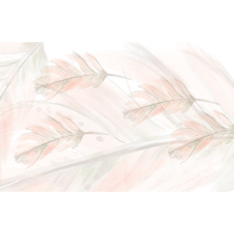 Illustration Feathers Mural Decal for Girls Bedroom, Light Color, Custom Printed Clearhalo 'Wall Decor' 'Wall Mural' 1638136