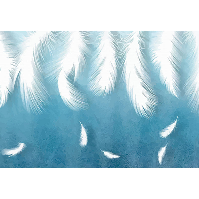 Feather Mural Wallpaper Pastel Color Contemporary Wall Covering for Girls Bedroom Clearhalo 'Wall Decor' 'Wall Mural' 1638151