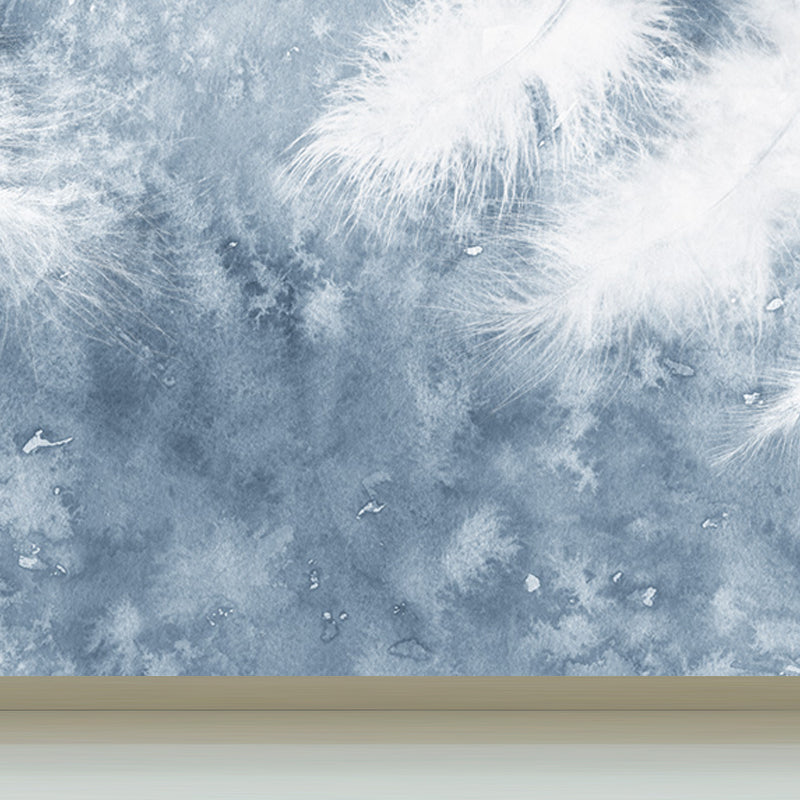 Feather Mural Wallpaper Pastel Color Contemporary Wall Covering for Girls Bedroom White Clearhalo 'Wall Decor' 'Wall Mural' 1638158