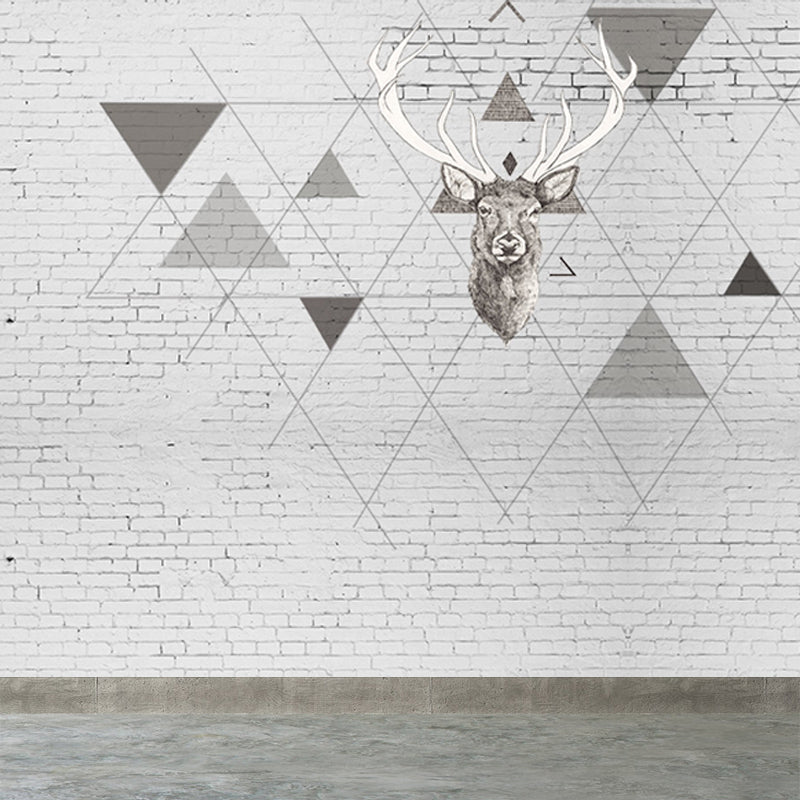 Reindeer Mural Wallpaper Modern Non-Woven Material Wall Covering in Pastel Color Clearhalo 'Wall Decor' 'Wall Mural' 1638179