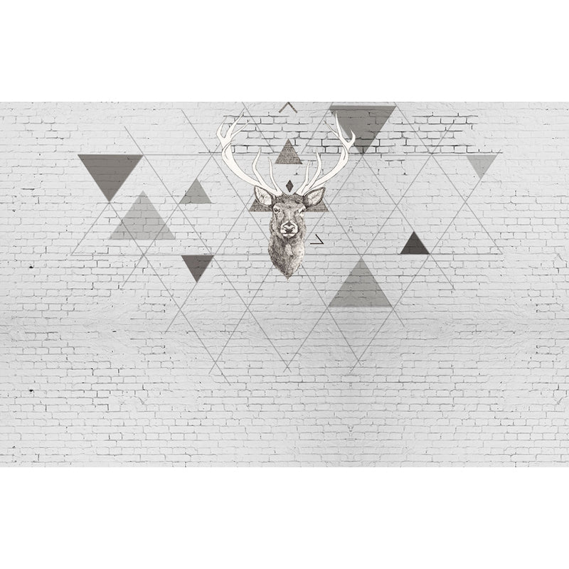 Reindeer Mural Wallpaper Modern Non-Woven Material Wall Covering in Pastel Color Clearhalo 'Wall Decor' 'Wall Mural' 1638181