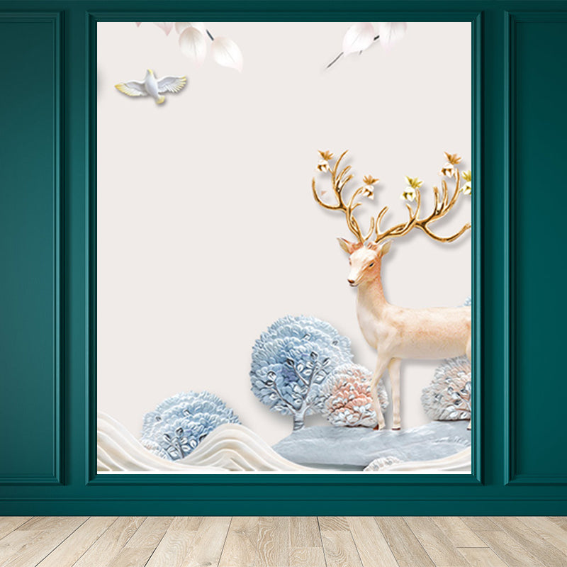 Forest Leisure Reindeer Mural Wallpaper Contemporary Non-Woven Material Wall Decor Clearhalo 'Wall Decor' 'Wall Mural' 1638190