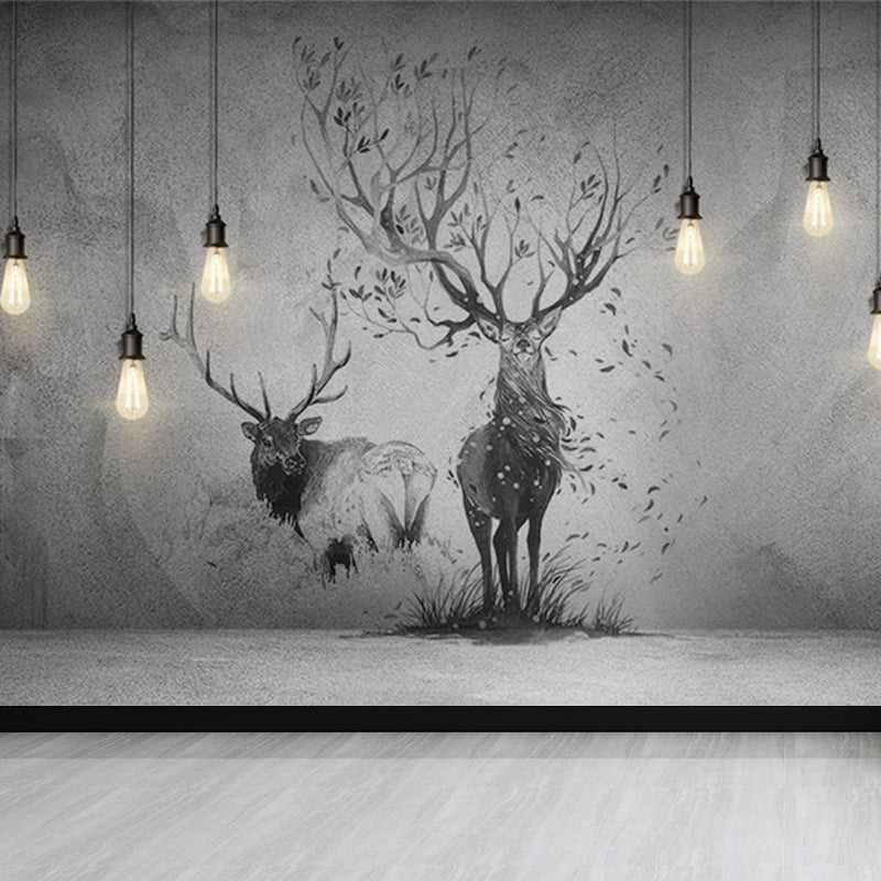 Reindeer Wall Mural Modern Decorative Living Room Wall Covering, Custom Size Available Clearhalo 'Wall Decor' 'Wall Mural' 1638209