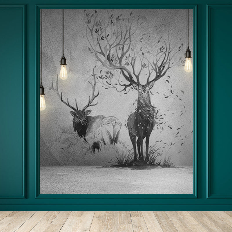 Reindeer Wall Mural Modern Decorative Living Room Wall Covering, Custom Size Available Clearhalo 'Wall Decor' 'Wall Mural' 1638210