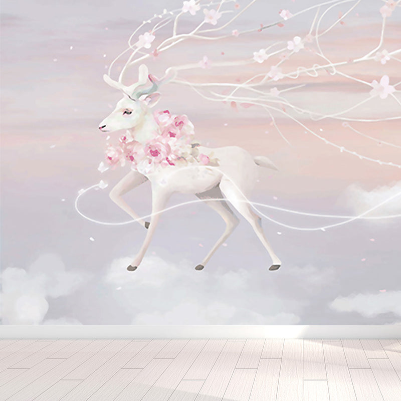 Reindeer Wall Mural Modern Decorative Living Room Wall Covering, Custom Size Available Clearhalo 'Wall Decor' 'Wall Mural' 1638219