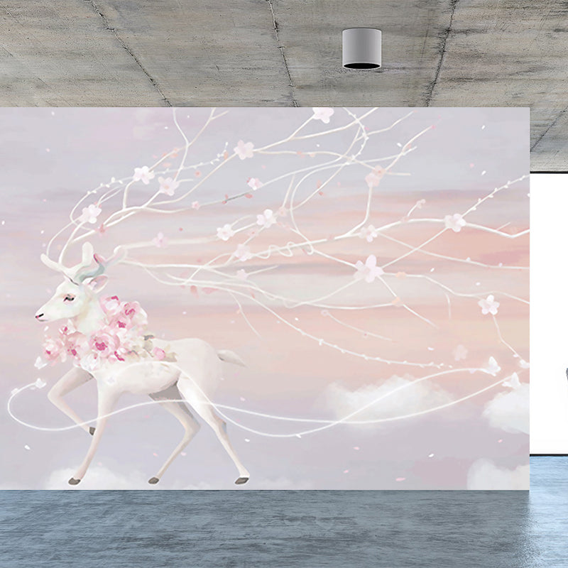 Reindeer Wall Mural Modern Decorative Living Room Wall Covering, Custom Size Available Clearhalo 'Wall Decor' 'Wall Mural' 1638220