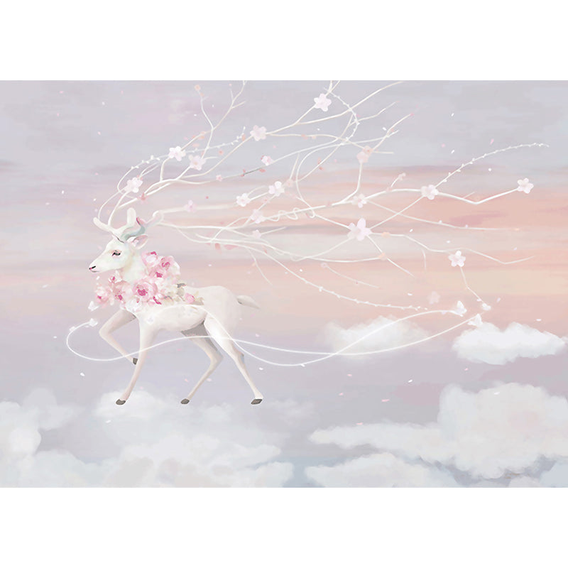 Reindeer Wall Mural Modern Decorative Living Room Wall Covering, Custom Size Available Clearhalo 'Wall Decor' 'Wall Mural' 1638221