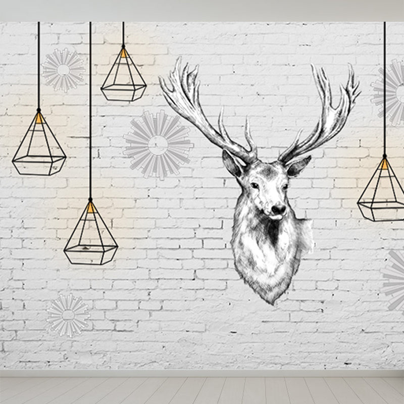 Reindeer Wall Mural Modern Decorative Living Room Wall Covering, Custom Size Available Clearhalo 'Wall Decor' 'Wall Mural' 1638225