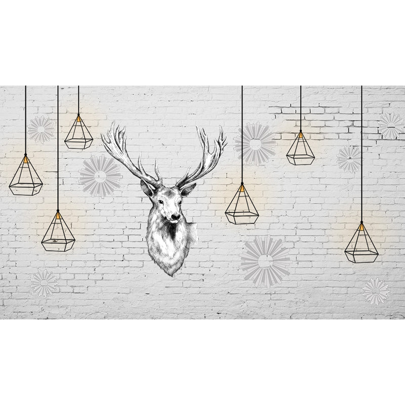 Reindeer Wall Mural Modern Decorative Living Room Wall Covering, Custom Size Available Clearhalo 'Wall Decor' 'Wall Mural' 1638226