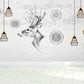 Modern Reindeer Mural Decal Light Color Waterproofing Wall Covering for Bathroom Grey Clearhalo 'Wall Decor' 'Wall Mural' 1638248
