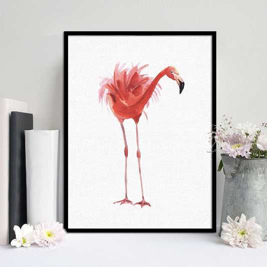 Red Flamingo Wall Art Textured Surface Minimalistic Dining Room Canvas Print Red Design 1 Clearhalo 'Art Gallery' 'Canvas Art' 'Kids' Arts' 1638275