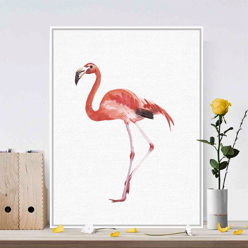 Red Flamingo Wall Art Textured Surface Minimalistic Dining Room Canvas Print Red Design 2 Clearhalo 'Art Gallery' 'Canvas Art' 'Kids' Arts' 1638282