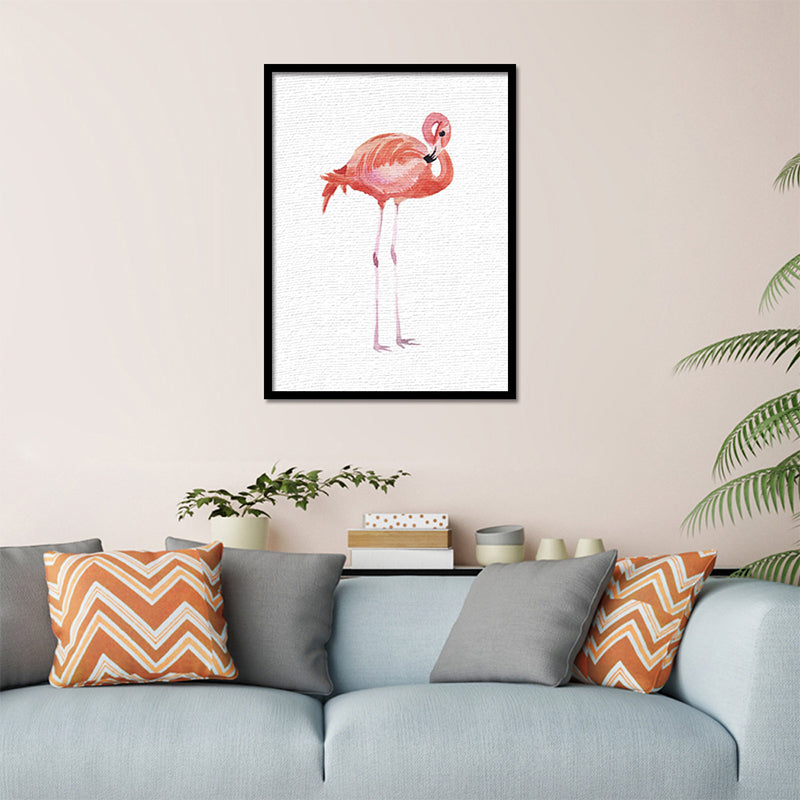 Red Flamingo Wall Art Textured Surface Minimalistic Dining Room Canvas Print Red Design 3 Clearhalo 'Art Gallery' 'Canvas Art' 'Kids' Arts' 1638289