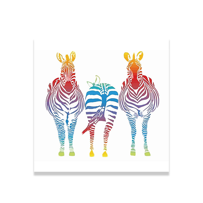 Watercolor Zebra Painting Canvas Art Kids Textured Wall Art Print in White for Home Clearhalo 'Art Gallery' 'Canvas Art' 'Kids' Arts' 1638299