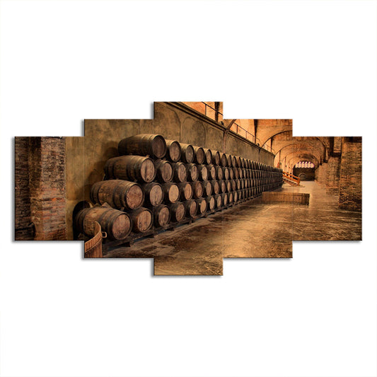 Modern Stacked Wine Barrels Art Print Brown Multi-Piece Wall Decoration for Kitchen Clearhalo 'Art Gallery' 'Canvas Art' 'Contemporary Art Gallery' 'Modern' Arts' 1638313