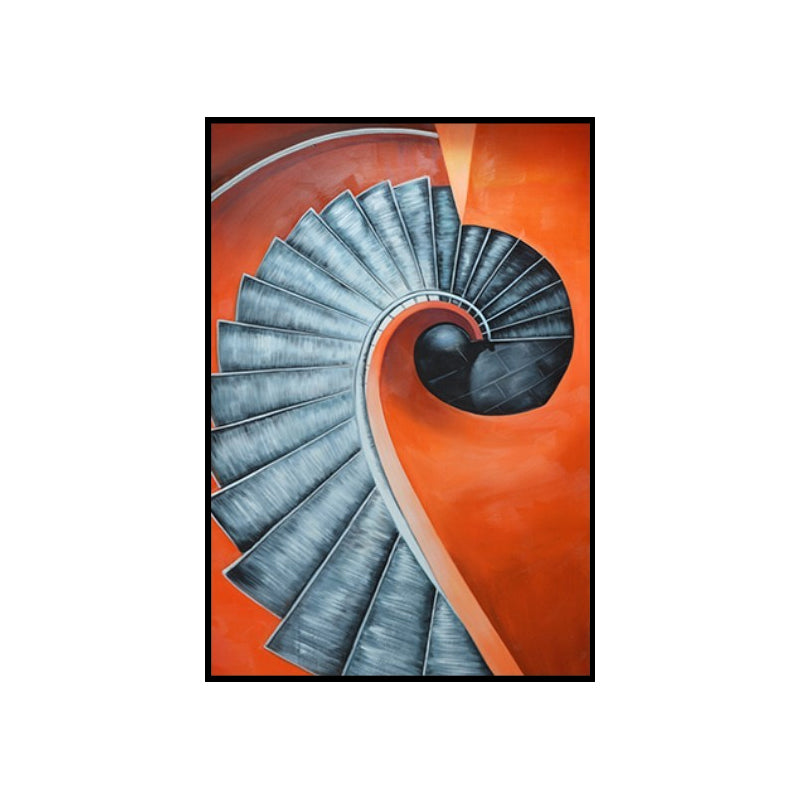 Orange Spiral Staircase Canvas Art Architecture Nordic Textured Surface Wall Decor Clearhalo 'Arts' 'Canvas Art' 1638369