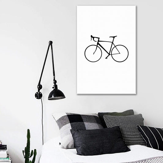 Scandinavian Style Static Bicycle Canvas Kitchen Backsplash Wall Art Decor in White Clearhalo 'Arts' 'Canvas Art' 1638374