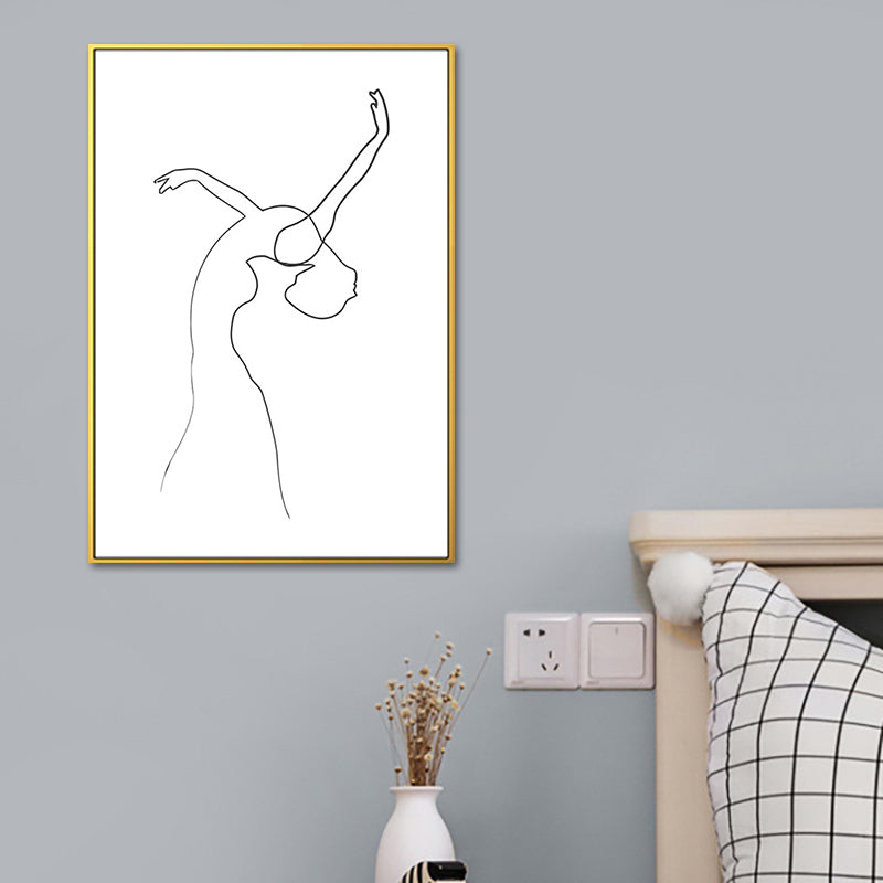 Dancing Girl Charcoal Drawings Painting Scandinavian Style Canvas Wall Art Decor Clearhalo 'Arts' 'Canvas Art' 1638381