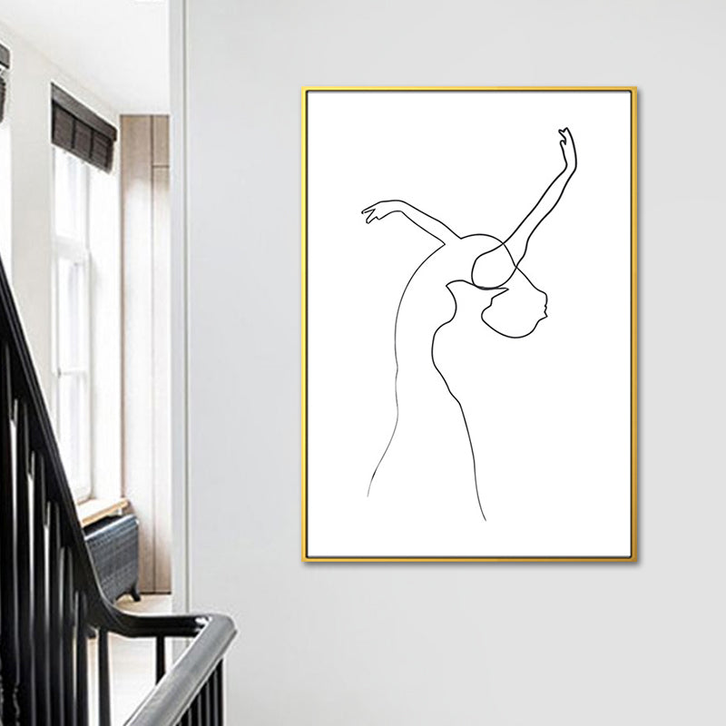 Dancing Girl Charcoal Drawings Painting Scandinavian Style Canvas Wall Art Decor Clearhalo 'Arts' 'Canvas Art' 1638382