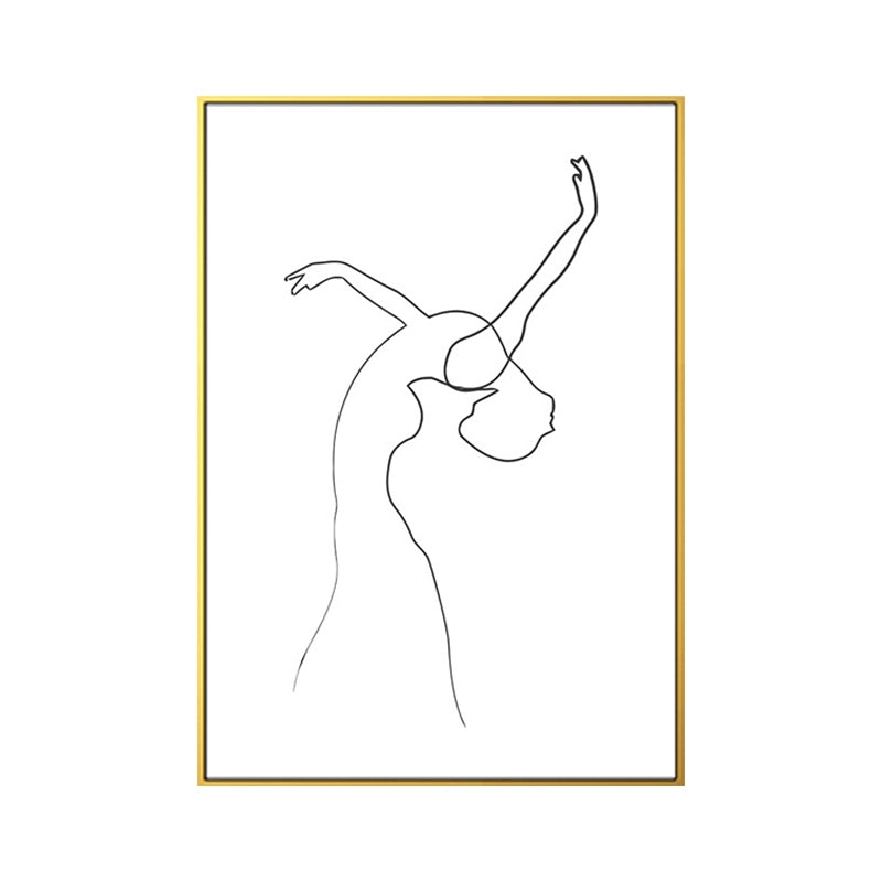 Dancing Girl Charcoal Drawings Painting Scandinavian Style Canvas Wall Art Decor Clearhalo 'Arts' 'Canvas Art' 1638383