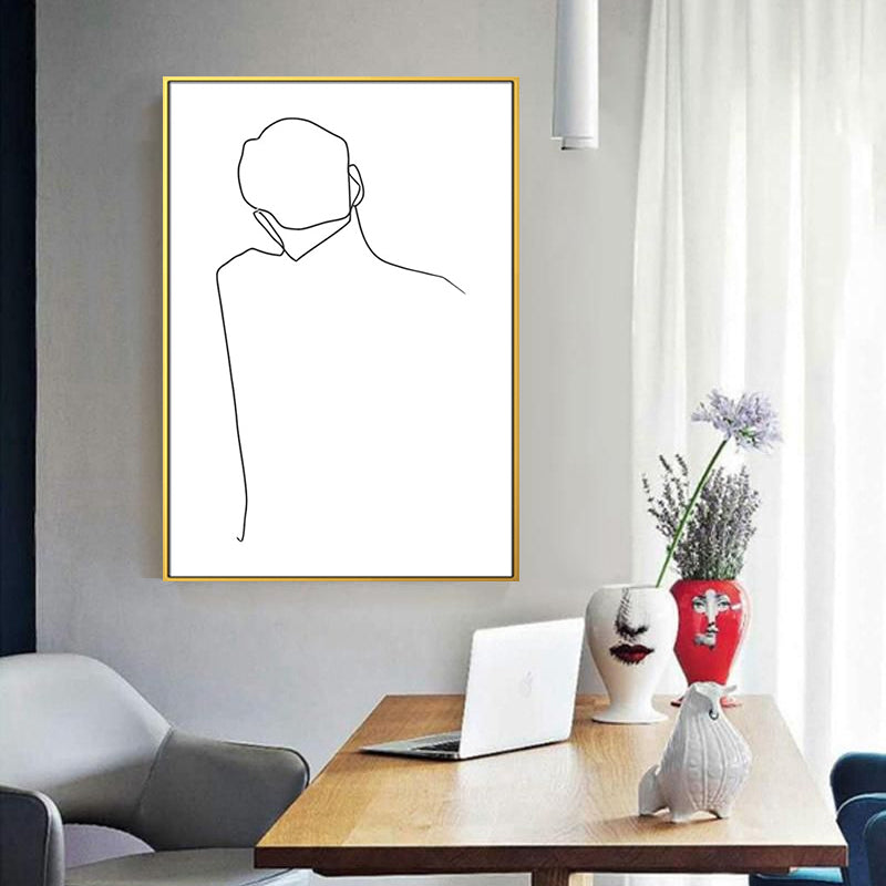 Dancing Girl Charcoal Drawings Painting Scandinavian Style Canvas Wall Art Decor Clearhalo 'Arts' 'Canvas Art' 1638388