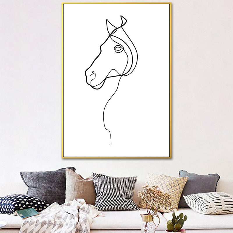 Dancing Girl Charcoal Drawings Painting Scandinavian Style Canvas Wall Art Decor White Design 3 Clearhalo 'Arts' 'Canvas Art' 1638394