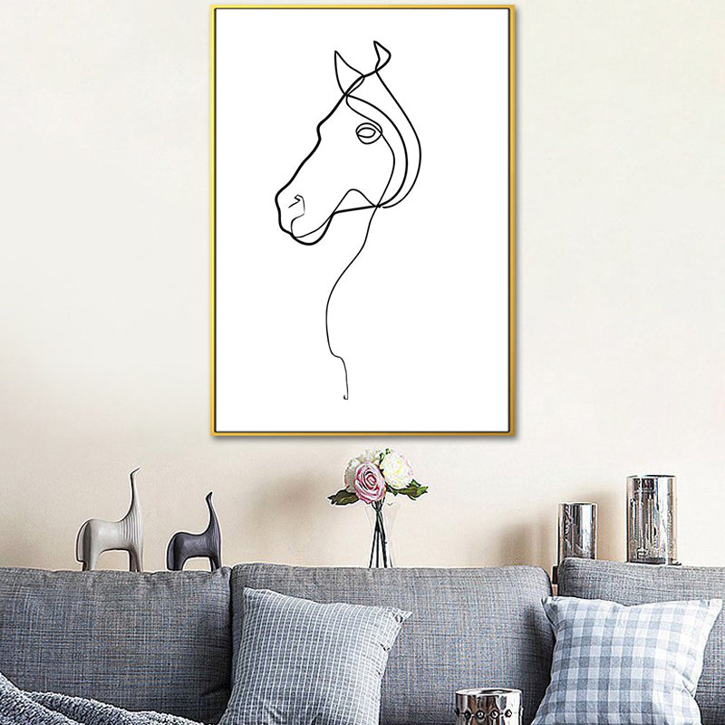 Dancing Girl Charcoal Drawings Painting Scandinavian Style Canvas Wall Art Decor Clearhalo 'Arts' 'Canvas Art' 1638396