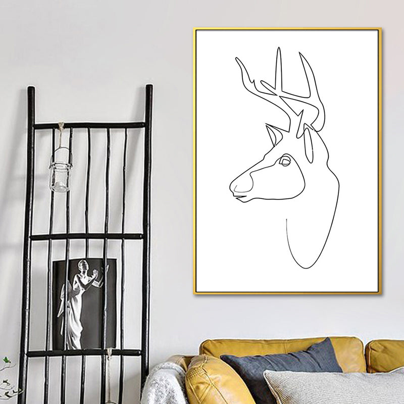 Dancing Girl Charcoal Drawings Painting Scandinavian Style Canvas Wall Art Decor White Design 4 Clearhalo 'Arts' 'Canvas Art' 1638401