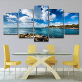 Tropics Brook Island Seascape Canvas Blue Multi-Piece Wall Art for Bedroom Clearhalo 'Art Gallery' 'Canvas Art' 'Coastal Art Gallery' 'Nautical' Arts' 1638451