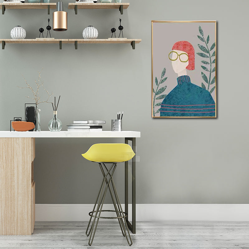 Toile Textured Art Nordic Fashion Figure Figure Mur Decor de couleur douce pour la maison