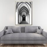 Church Archway Canvas Wall Art Modern Style Architecture Wall Decoration in Grey Grey