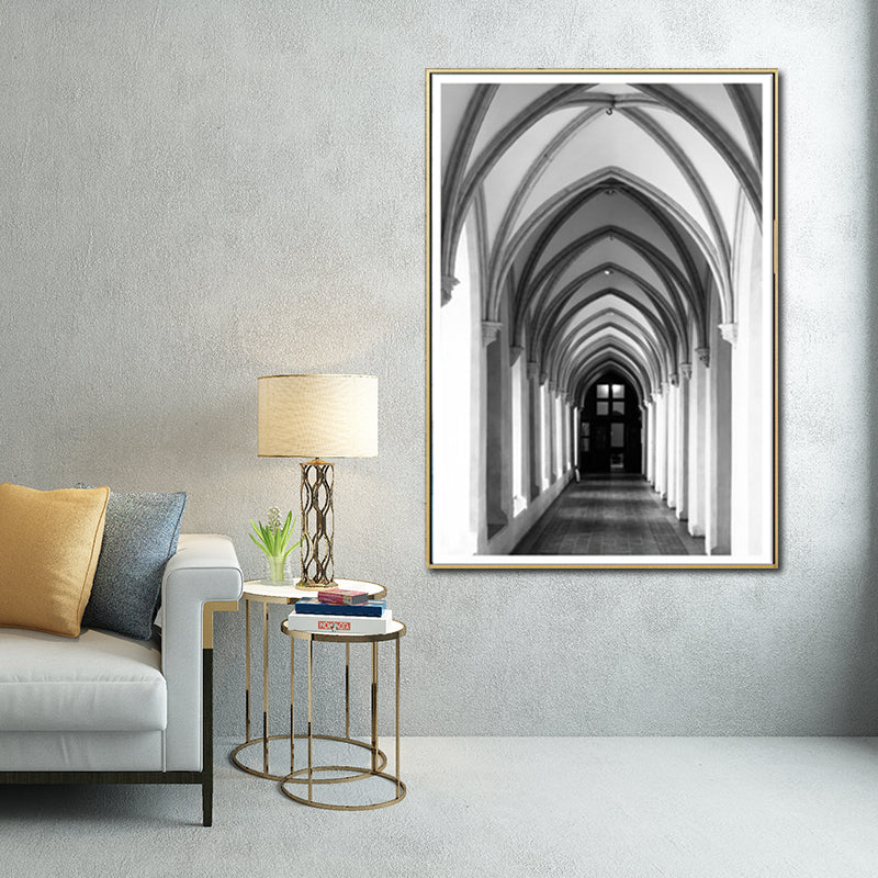 Church Archway Canvas Wall Art Modern Style Architecture Wall Decoration in Grey Clearhalo 'Art Gallery' 'Canvas Art' 'Contemporary Art Gallery' 'Modern' Arts' 1638500