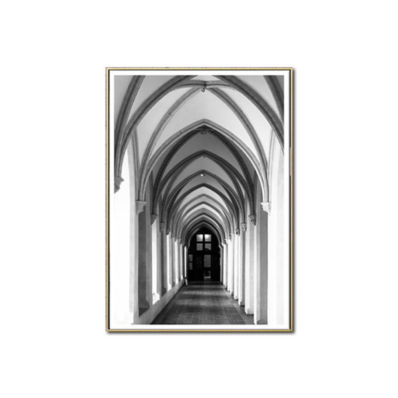 Church Archway Canvas Wall Art Modern Style Architecture Wall Decoration in Grey Clearhalo 'Art Gallery' 'Canvas Art' 'Contemporary Art Gallery' 'Modern' Arts' 1638502