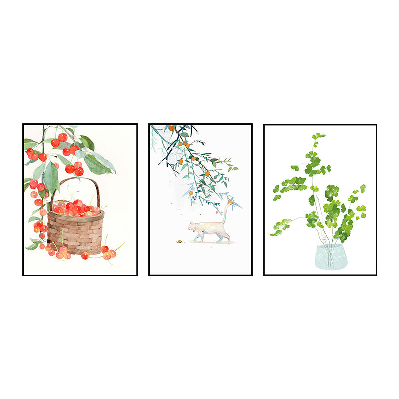 Farmhouse Plant Painting Canvas Print White Textured Wall Art Decor for Dining Room Clearhalo 'Art Gallery' 'Canvas Art' 'Country Art Gallery' 'French Country' 'Rustic' Arts' 1638572