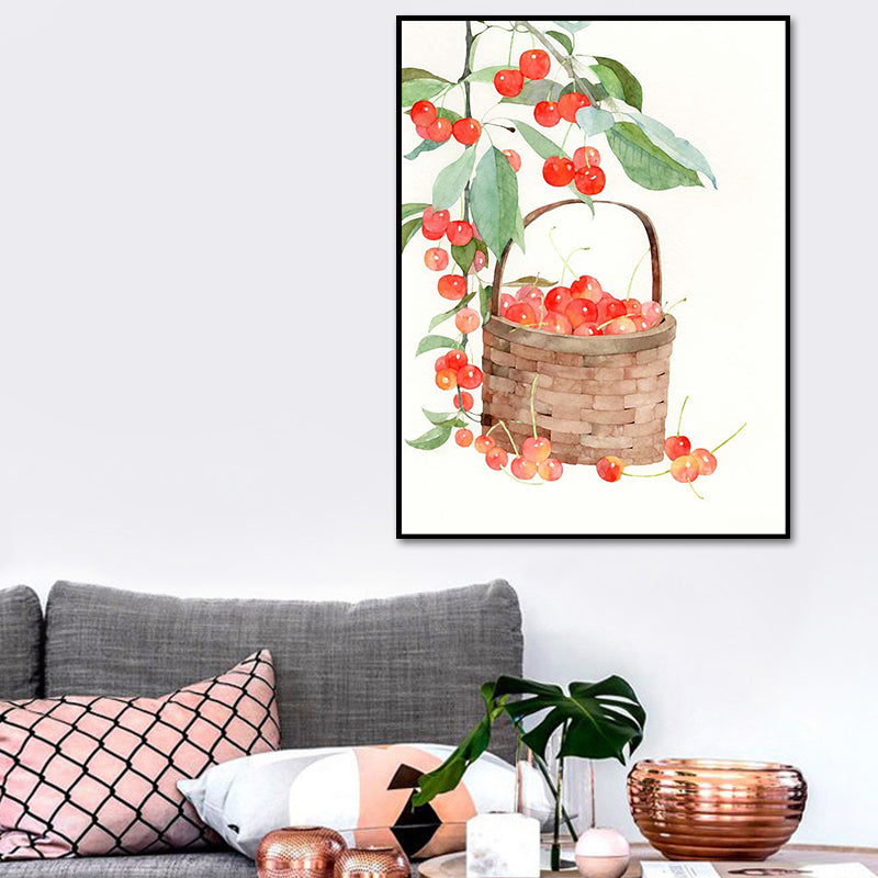 Farmhouse Plant Painting Canvas Print White Textured Wall Art Decor for Dining Room White Design 1 Clearhalo 'Art Gallery' 'Canvas Art' 'Country Art Gallery' 'French Country' 'Rustic' Arts' 1638576