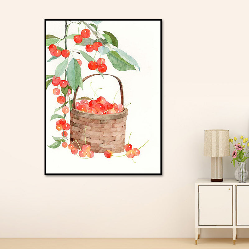 Farmhouse Plant Painting Canvas Print White Textured Wall Art Decor for Dining Room Clearhalo 'Art Gallery' 'Canvas Art' 'Country Art Gallery' 'French Country' 'Rustic' Arts' 1638577