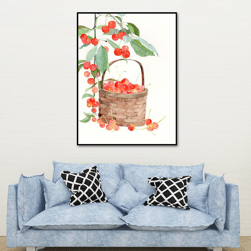 Farmhouse Plant Painting Canvas Print White Textured Wall Art Decor for Dining Room Clearhalo 'Art Gallery' 'Canvas Art' 'Country Art Gallery' 'French Country' 'Rustic' Arts' 1638578