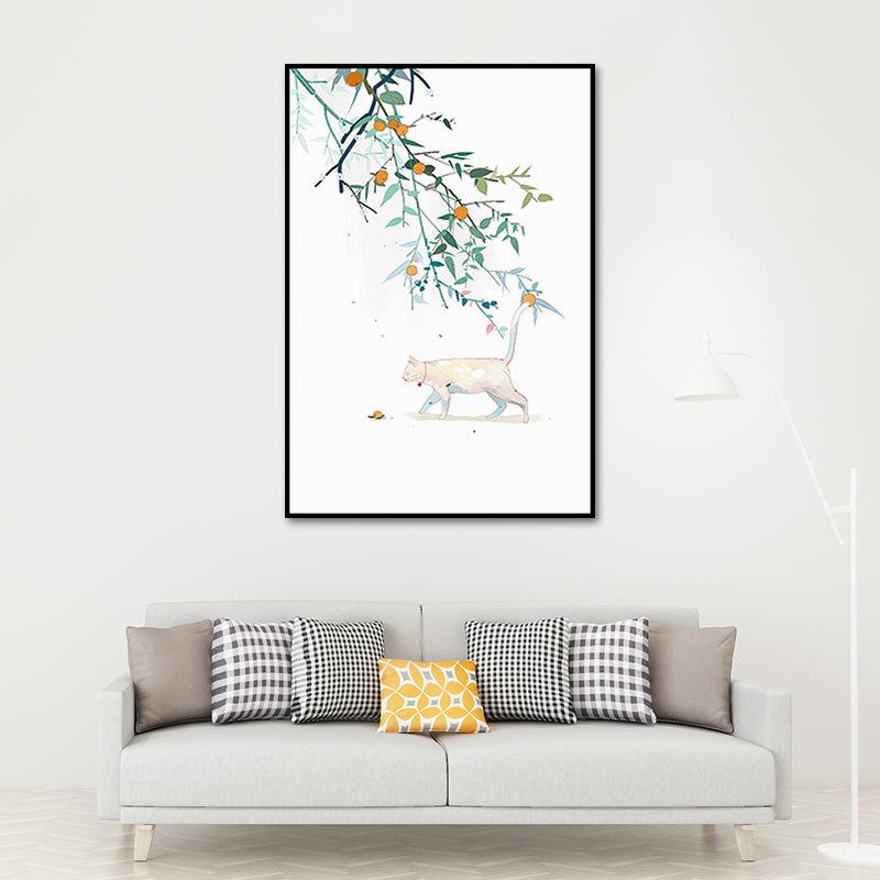 Farmhouse Plant Painting Canvas Print White Textured Wall Art Decor for Dining Room Clearhalo 'Art Gallery' 'Canvas Art' 'Country Art Gallery' 'French Country' 'Rustic' Arts' 1638584