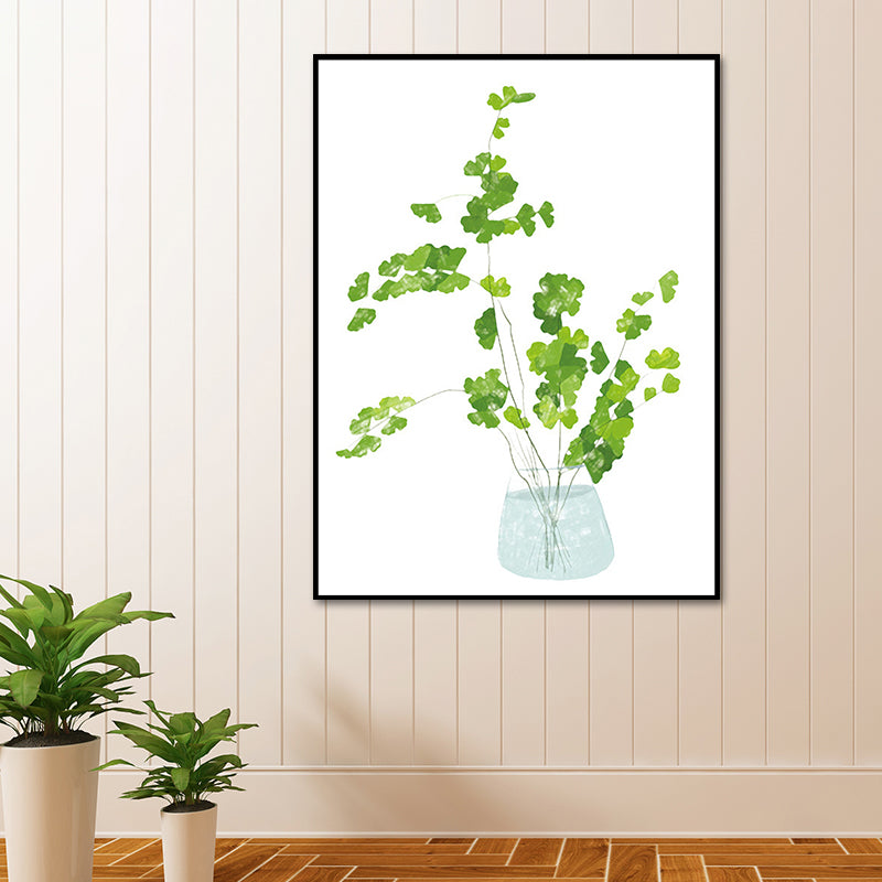 Farmhouse Plant Painting Canvas Print White Textured Wall Art Decor for Dining Room White Design 3 Clearhalo 'Art Gallery' 'Canvas Art' 'Country Art Gallery' 'French Country' 'Rustic' Arts' 1638590