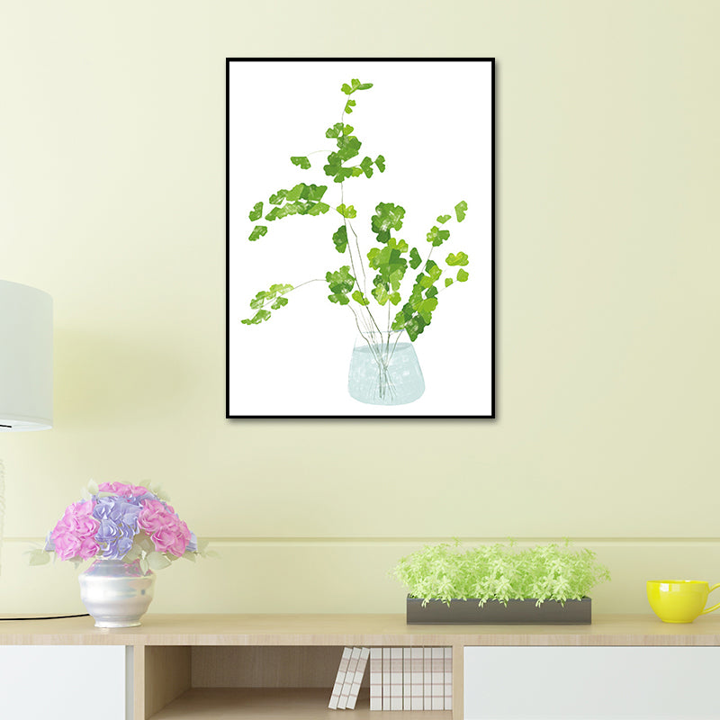 Farmhouse Plant Painting Canvas Print White Textured Wall Art Decor for Dining Room Clearhalo 'Art Gallery' 'Canvas Art' 'Country Art Gallery' 'French Country' 'Rustic' Arts' 1638591