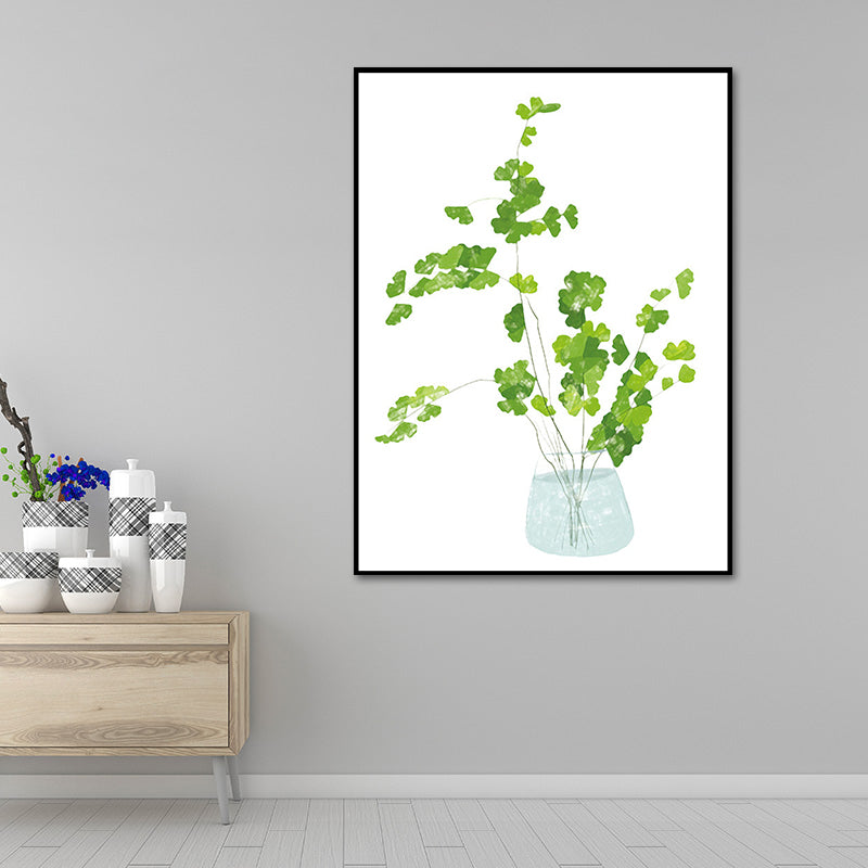 Farmhouse Plant Painting Canvas Print White Textured Wall Art Decor for Dining Room Clearhalo 'Art Gallery' 'Canvas Art' 'Country Art Gallery' 'French Country' 'Rustic' Arts' 1638592