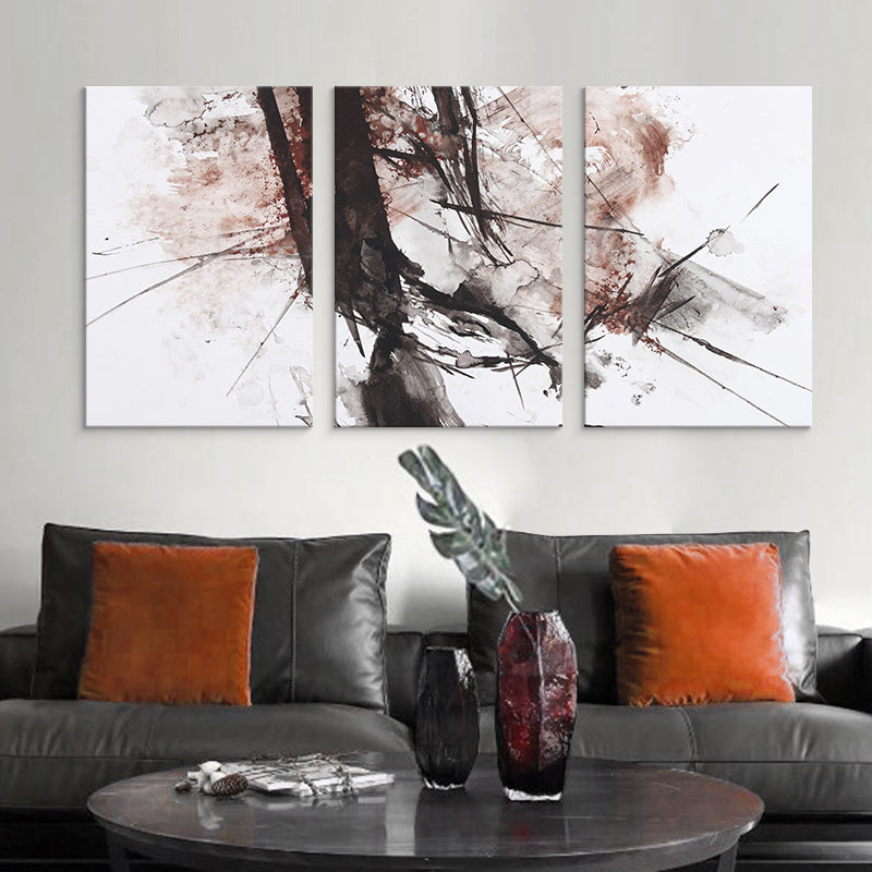 Watercolor Canvas Art for Living Room Abstract Wall Decor in Pastel Color, Multi-Piece Brown Clearhalo 'Art Gallery' 'Canvas Art' 'Traditional' Arts' 1638604