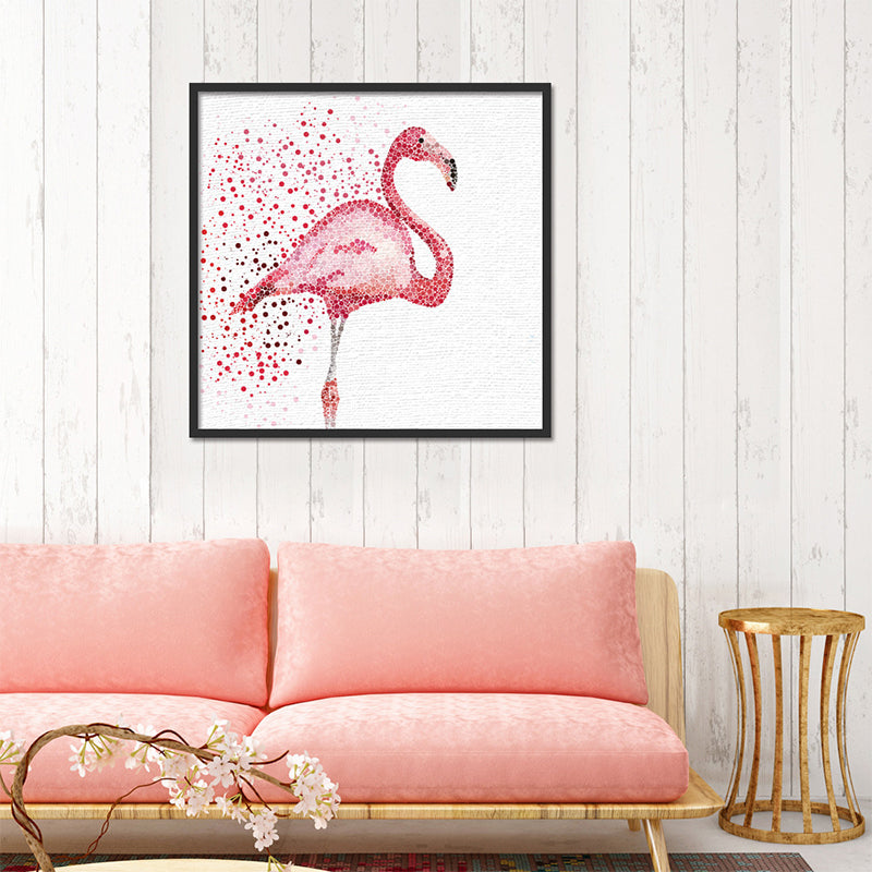 Tropical Flamingo Canvas Print in Pink Living Room Wall Art Decor, Textured Surface Clearhalo 'Art Gallery' 'Canvas Art' 'Kids' Arts' 1638626