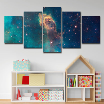 Space Galaxy Stellar Wall Art Decor Kids Style Multi-Piece Canvas Print in Blue for Bedroom Blue Clearhalo 'Art Gallery' 'Canvas Art' 'Kids' Arts' 1638634