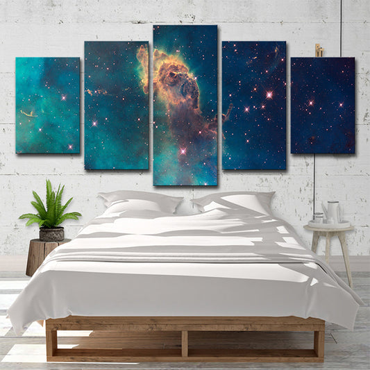 Space Galaxy Stellar Wall Art Decor Kids Style Multi-Piece Canvas Print in Blue for Bedroom Clearhalo 'Art Gallery' 'Canvas Art' 'Kids' Arts' 1638635