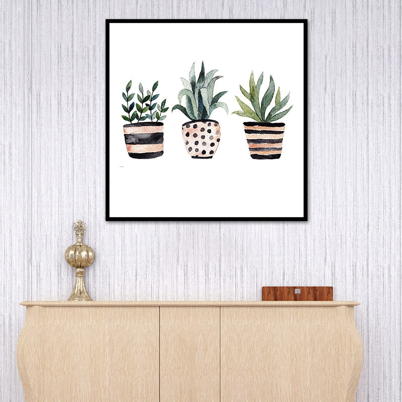 Childrens Art Cat Canvas Print White Botanical Wall Decor for Kids Bedroom, Textured White Design 2 Clearhalo 'Art Gallery' 'Canvas Art' 'Kids' Arts' 1638655